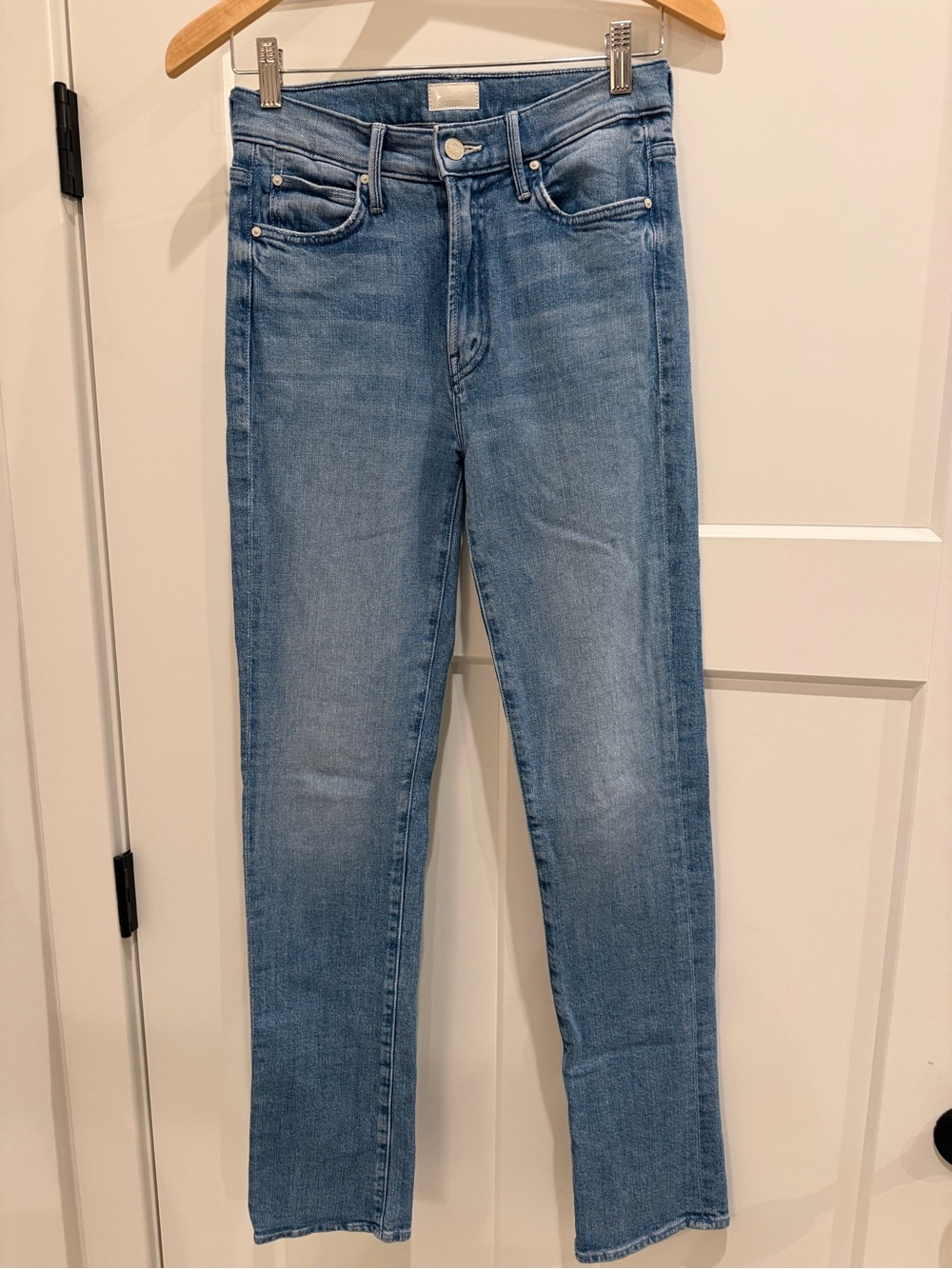 MOTHER Straight-Leg Jeans in Light Blue Denim